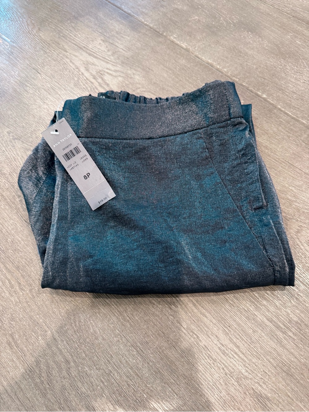 NWT! Metallic Shimmer Dark Ann Taylor Pull-On Silky Pants in 8P
